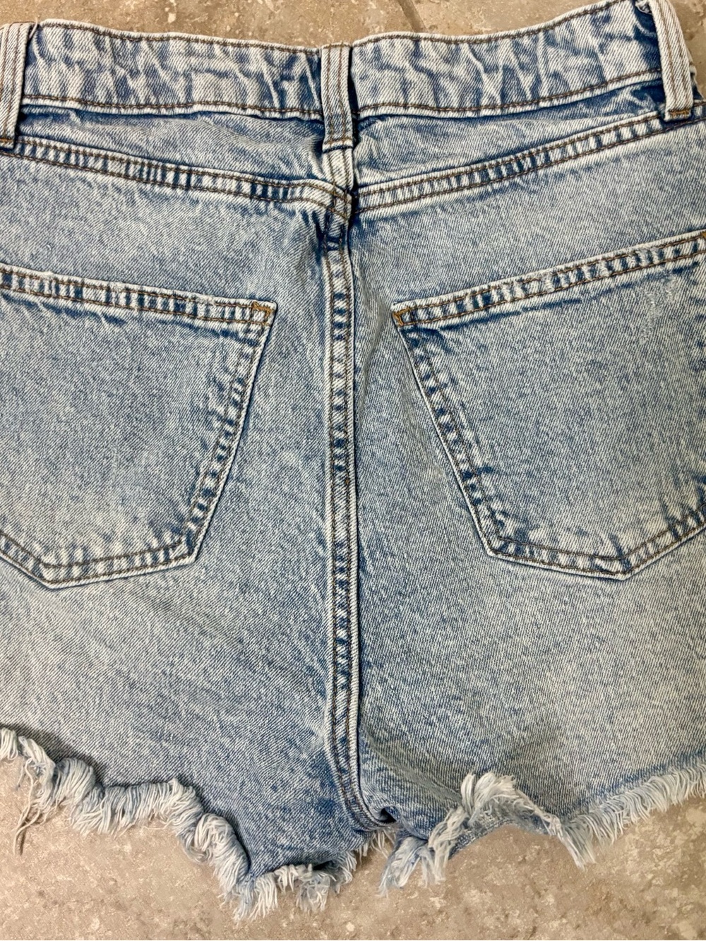 SHEIN High Waisted Distressed Acid Wash Denim Shorts Raw Hem XS